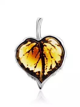 Небольшая серебряная подвеска из серебра и натурального янтаря «Липка»