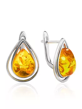 Небольшие нежные серьги «Сардиния» с лимонным янтарём