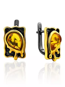 Небольшие серьги, украшенные янтарём «Иллюзия»