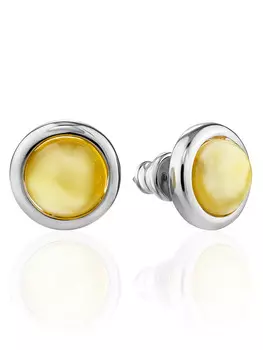 Небольшие серьги из медового янтаря с серебряным замочком-гвоздиком «Ягодка»