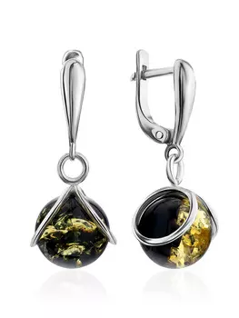 Небольшие серьги из янтаря зелёного цвета «Валенсия»