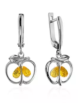Небольшие серьги «Конфитюр» с натуральным янтарём лимонного цвета