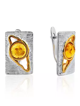 Небольшие серьги «Претория» из натурального янтаря