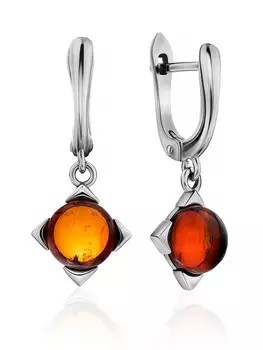Небольшие стильные серьги из натурального балтийского янтаря «Рондо»