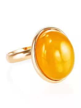 Небольшое элегантное кольцо из натурального медового янтаря