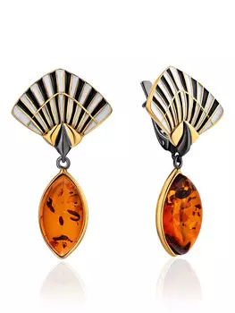 Необычные серьги из коньячного янтаря «Фараон»