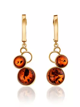 Необычные серьги из янтаря коньячного цвета «Перфектум»