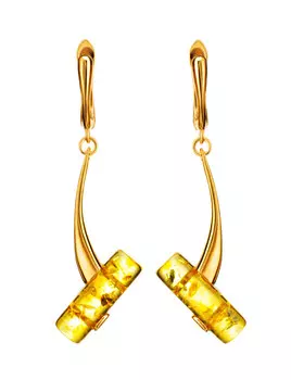 Необычные серьги из янтаря лимонного цвета «Скандинавия»