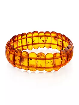 Неширокий плоский браслет из натурального янтаря чайного цвета