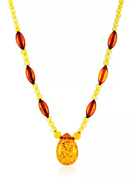 Нежное колье «Лаура» из натурального янтаря разных оттенков