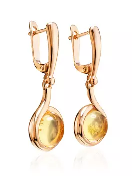 Нежные сияющие серьги из лимонного янтаря «Ягодка»