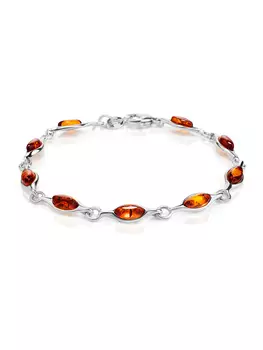 Нежный браслет с натуральным коньячным янтарём «Андромеда»