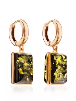 Объёмные серьги из зелёного янтаря «Спарта»