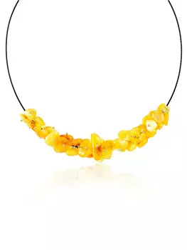 Оригинальное колье из натурального янтаря медового цвета «Смородина»