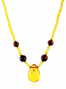 Оригинальное колье в этническом стиле «Лаура» из натурального янтаря