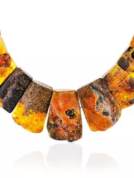 Оригинальное лечебное колье из натурального тёмного янтаря «Помпеи»