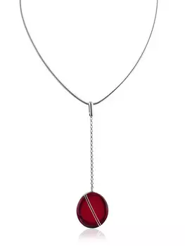 Оригинальное стильное колье «Сангрил» из тёмно-красного янтаря