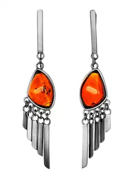 Оригинальные серьги из вишнёвого янтаря «Канкун»