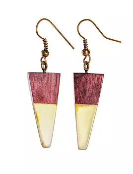 Оригинальные серьги из натурального янтаря и древесины амаранта «Индонезия»
