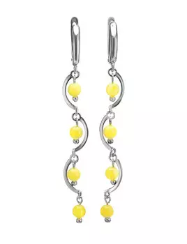 Оригинальные серьги с натуральным янтарём медового цвета «Кармелита»