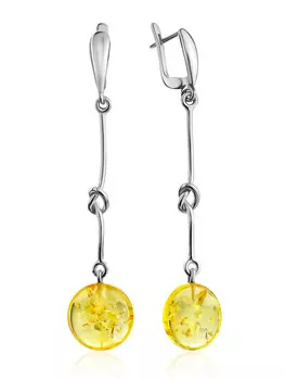 Оригинальные эффектные серьги «Париж» из лимонного янтаря