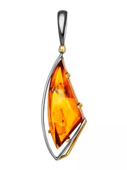 Оригинальный кулон «Палладио» из серебра с натуральным янтарём