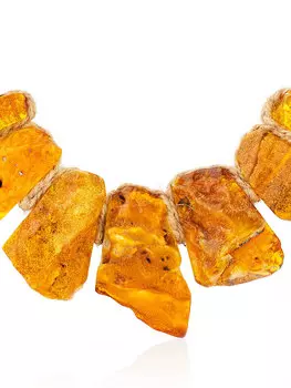 Плетёное колье из натурального янтаря с корочкой «Помпеи»