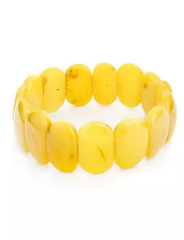 Плоский браслет из цельного медового балтийского янтаря