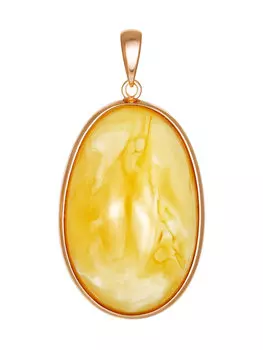 Подвеска из медового янтаря в позолоченной оправе