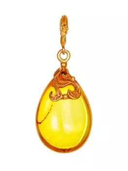 Подвеска из натурального балтийского янтаря в золочёном серебре «Версаль»