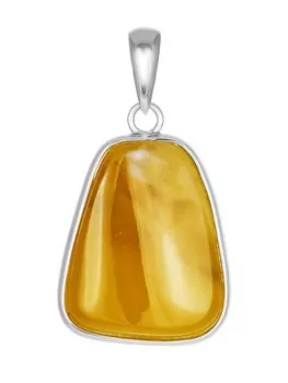 Подвеска из натурального медового янтаря в лаконичной оправе