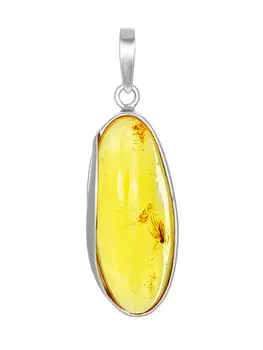 Подвеска из яркого лимонного янтаря в форме капельки с инклюзом «Клио»