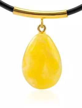Подвеска каплевидной формы из натурального балтийского янтаря с молочной текстурой «Эльза»
