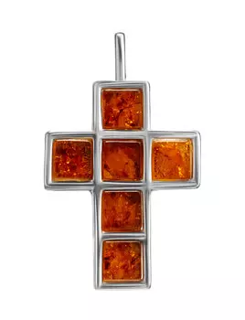 Подвеска-крестик из натурального коньячного янтаря