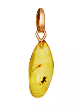 Подвеска в форме капли из лимонного янтаря с необычным включением «Клио»