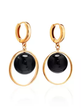 Позолоченные серьги «Юпитер» с янтарём вишнёвого цвета