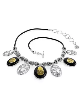 Роскошное колье из натурального балтийского янтаря «Пантера»