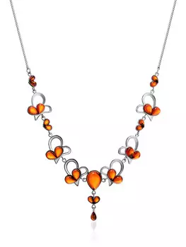 Роскошное колье из натурального цельного янтаря «Апрель»