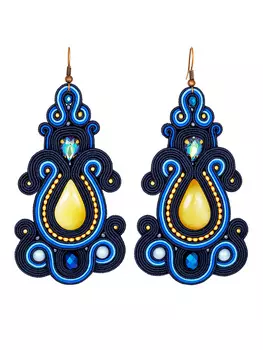 Роскошные крупные серьги с натуральным медовым янтарём «Индия»