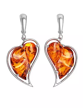 Роскошные серьги с натуральным цельным янтарём «Венеция»