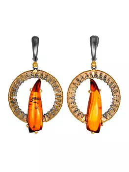 Роскошные серьги «Версаль» из янтаря в необычной витой оправе