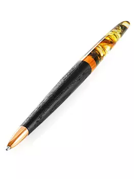 Ручка из дерева и натурального цельного балтийского янтаря