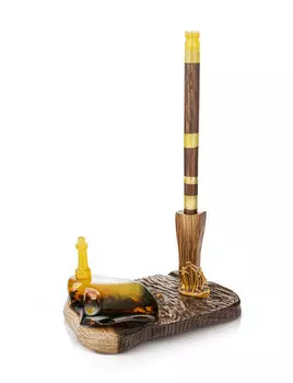 Ручка с подставкой из дерева и натурального янтаря «Маяк»