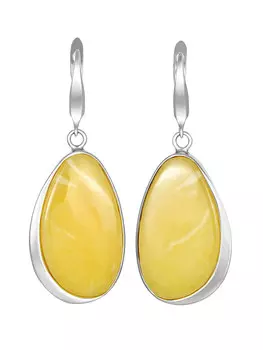 Серьги из натурального янтаря медового цвета «Глянец»