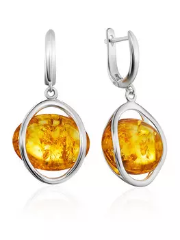 Серьги из натурального янтаря в серебре «Кохинур»