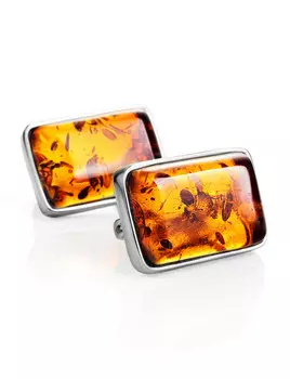 Серьги из натурального янтаря в серебре «Спарта»