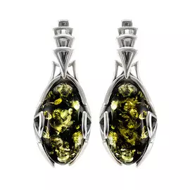 Серьги из натурального зелёного янтаря «Рандеву»