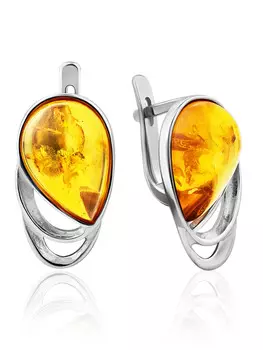 Серьги из натурального золотистого янтаря «Сардиния»