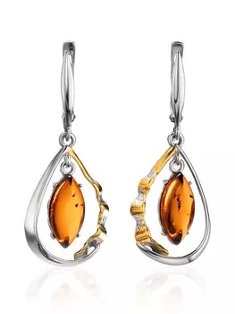 Серьги из натурального коньячного янтаря «Рапсодия»