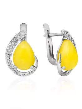 Серьги из серебра со вставками из натурального янтаря «Полумесяц»